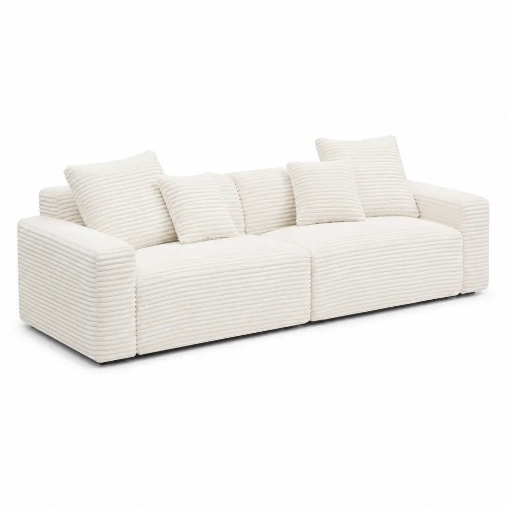 Modulares Cord Sofa 3-Sitzer Baumwoll-Beige 260cm