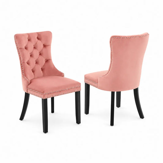 Esszimmerstuhl-Set Samt Rosa mit Holzbeinen 2er-Set