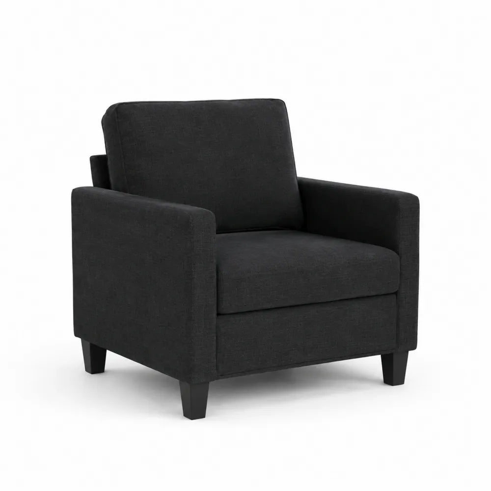 Sessel Dunkelgrau Polyester Holzrahmen 80x85x90 cm
