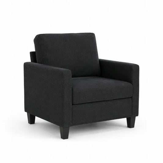 Sessel Dunkelgrau Polyester Holzrahmen 80x85x90 cm