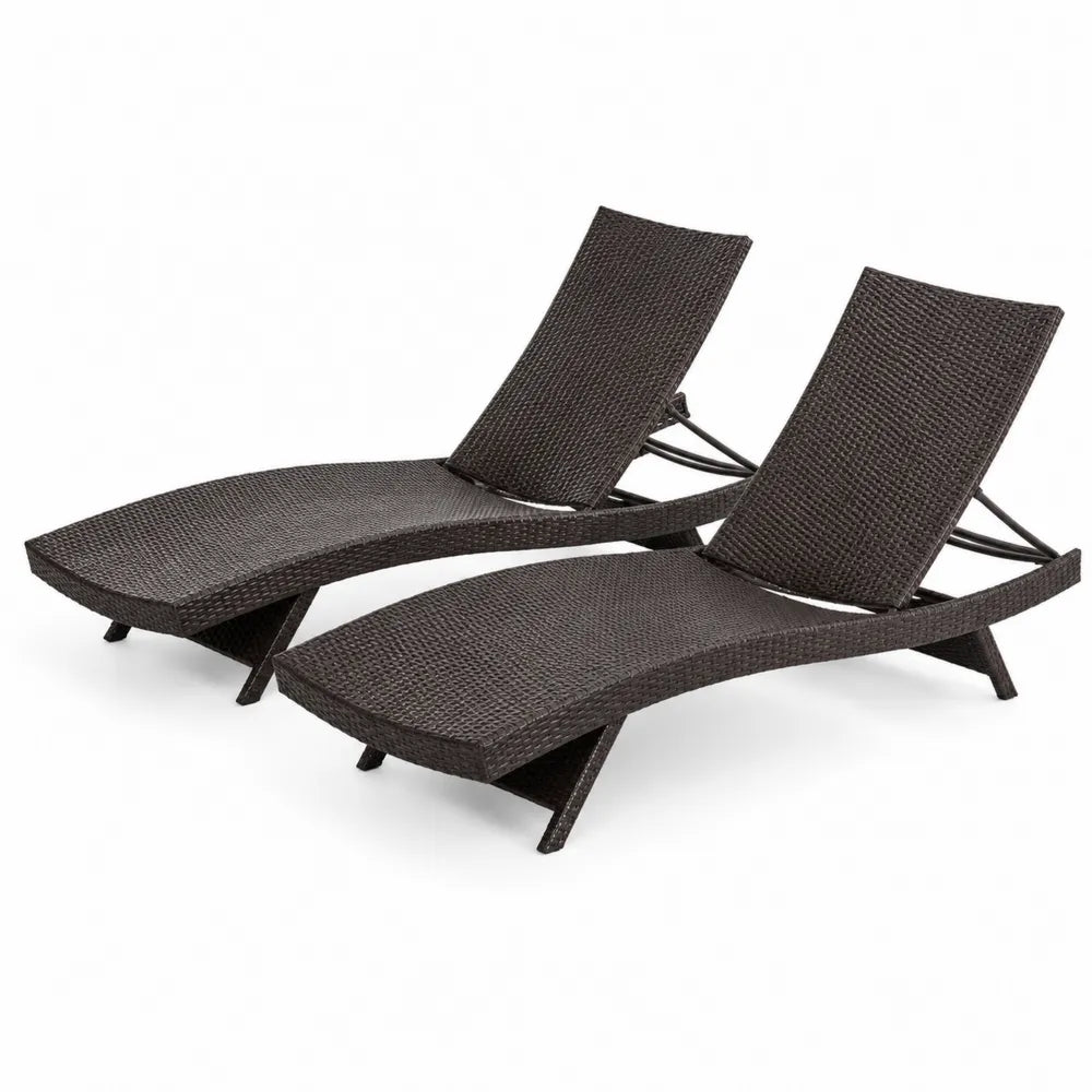 2er Set Gartenliegen Polyrattan Braun 200x65x38 cm