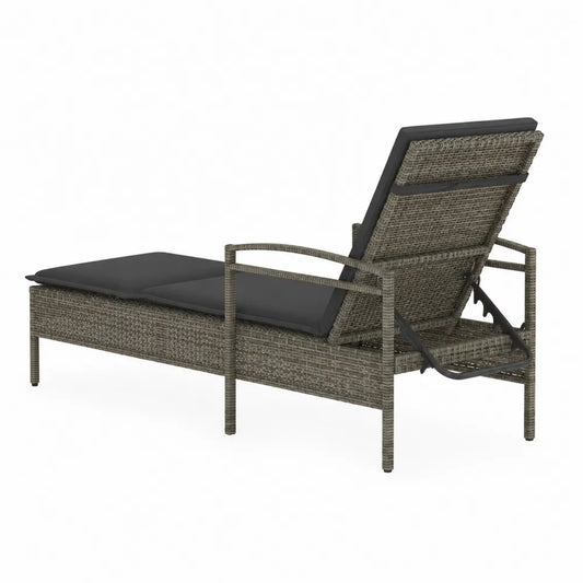 Verstellbare Gartenliege aus Polyrattan Schwarz Grau