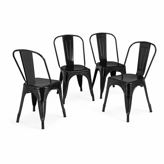 4er Set Metall Esszimmerstühle Stahl Schwarz