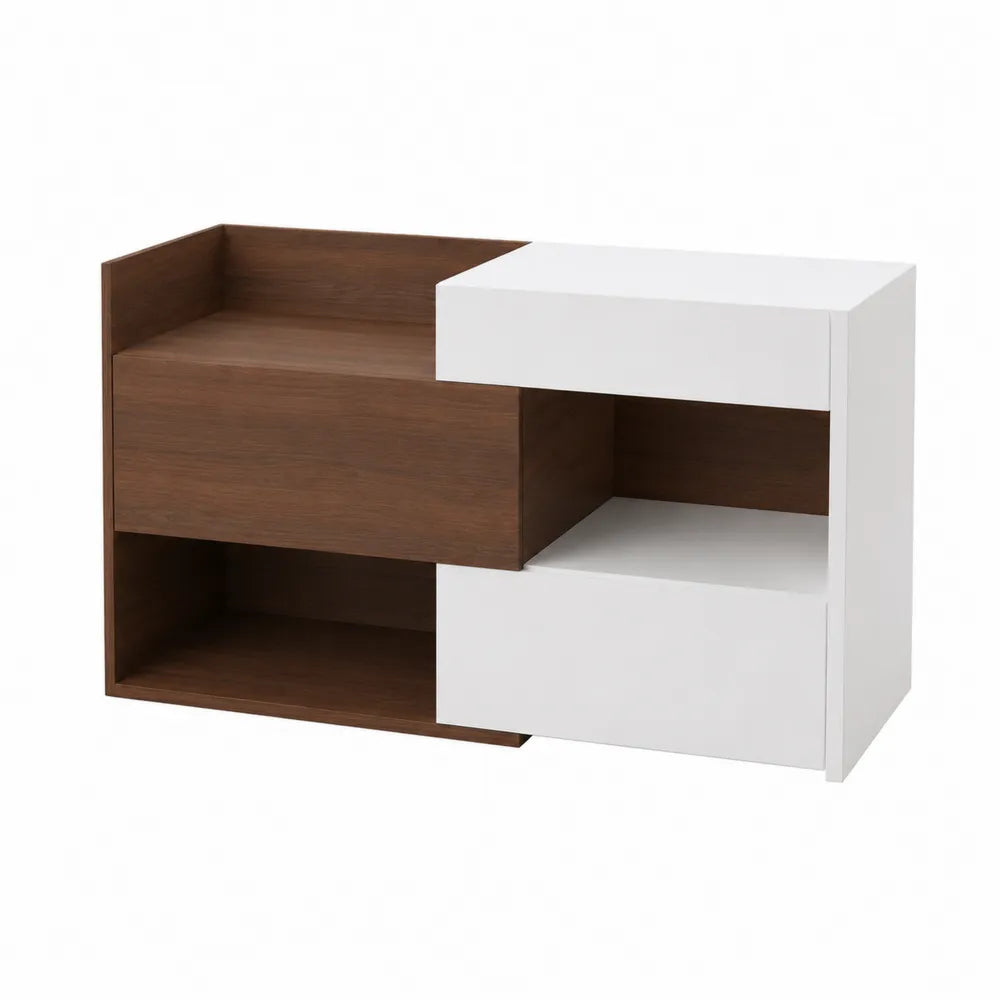 Schuhregal aus Spanplatte in Weiß/Braun 80x40x30 cm